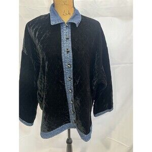 Hairston Roberson Quilted Velvet And Denim Jacket Womens L